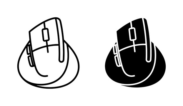 Ergonomic Vertical Computer Mouse Icon Set
