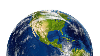 Isolated detailed Planet Earth globe showing North American continent and Caribbean islands.