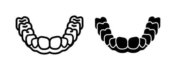 Human Teeth Alignment Outline and Silhouette Icon Set © Mahfuz