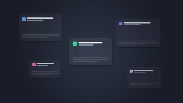 Modern UI Design Concept with Dark Theme and Notification Cards.