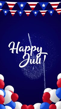 4th of july text balloons and flags celebrate independence day in a festive scene. Suitable for holiday designs and promotions.