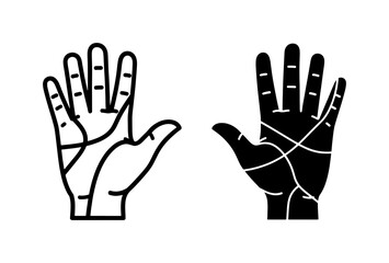 Fototapeta premium Palmistry Line Icons for Chiromancy and Fortune Telling