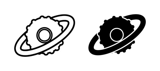 Abstract Gear Planet Icon Set with Orbital Ring © Murad