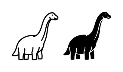 Brachiosaurus dinosaur silhouette and outline vector icons © Arafat