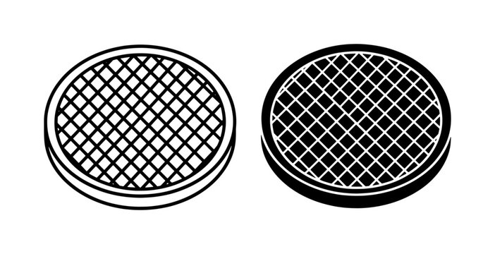 Round Manhole Cover Icon Set