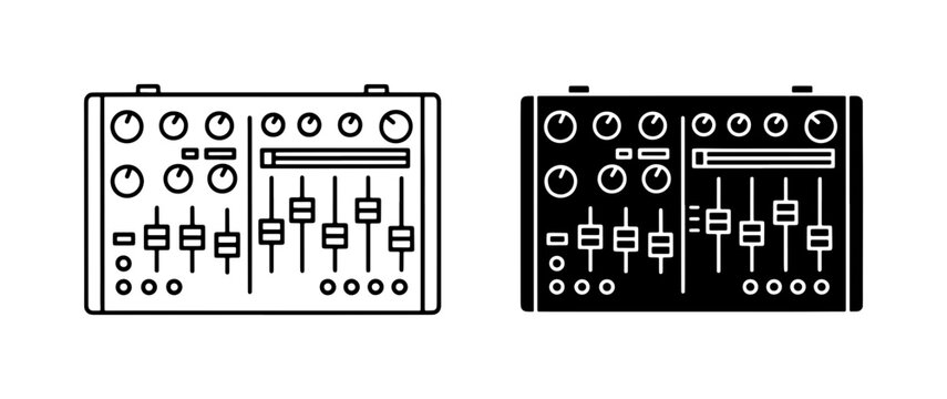 Professional DJ Mixer Icon Set in Line and Glyph Style