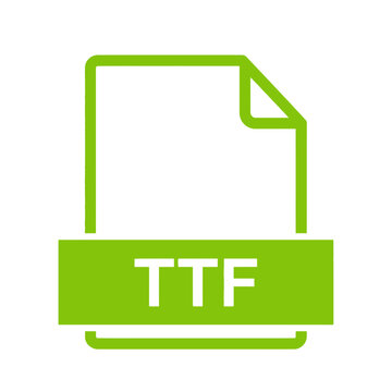 A graphic representation of a document icon with a green outline and TTF label on a white background