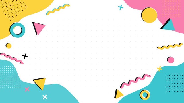 Minimal Creative Playful Memphis On A Clean Light Background with Colorful Geometric Shapes and Large Central Copy Space. Social Media Into, Modern Presentations, And Motion Graphics.