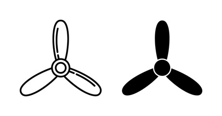 Three Blade Airplane Propeller Icon Set © Rakibul