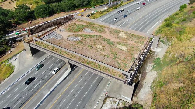 Wallis Annenberg Wildlife Crossing Construction Over US-101 Freeway in Agoura Hills