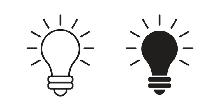 Bulb icon linear pictogram. Editable Stroke. Isolated Vector Illustration.