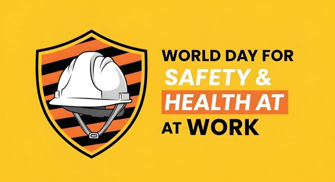 World day for safety health at work awareness poster