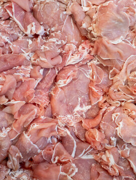 Close Up of Fresh Thinly Sliced Raw Pork