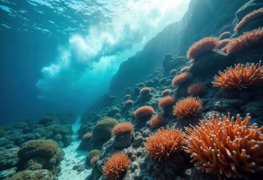 Coral Reef Barrier Protecting Coastlines from Ocean Waves and Storm Surges