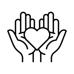 Fototapeta premium Vector of two hands holding a heart symbolizing love and care in a simple design