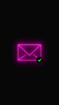 Envelope icon animation glowing communication symbol on dark background. Envelope icon messaging concept for digital communication visuals. Envelope icon motion background.