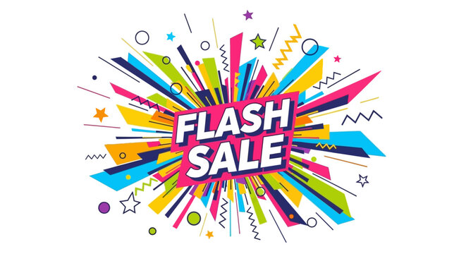 Flash Sale Burst - Vibrant Geometric Explosion with Sale Text
