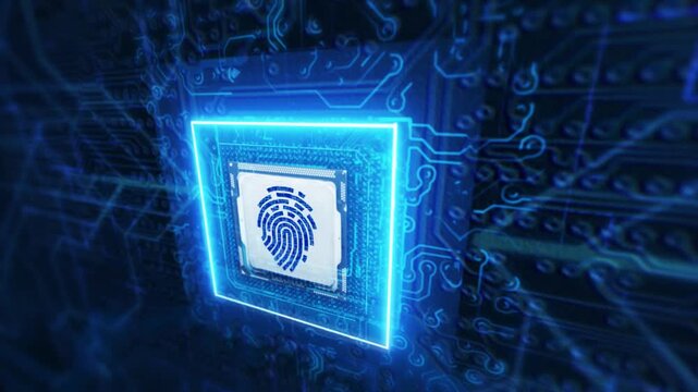 fingerprint on shield lock, cyber security vector background, shield lock in futuristic Concept of internet privacy and cyber protection, circuit board background.
