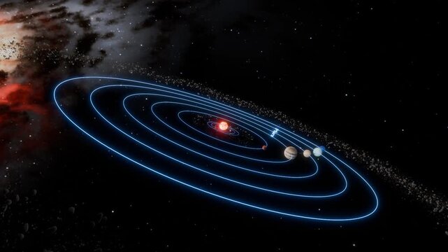 3D illustration of our solar system.
