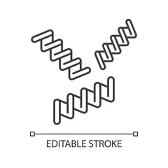 Fototapeta premium Fusilli linear icon. Italian pasta. Twisted noodles. Corkscrew-shaped strips of dough. Mediterranean cuisine. Thin line illustration. Contour symbol. Vector isolated outline drawing. Editable stroke