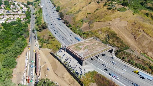 Wallis Annenberg Wildlife Crossing Construction Over US-101 Freeway in Agoura Hills