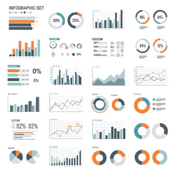 Infographic Data Visualization Set: Charts, Graphs, and Diagrams for Business Analysis