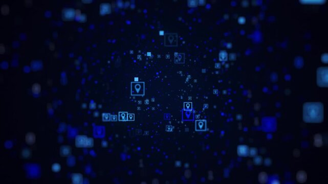 Digital cyberspace with particles and Digital data network connections concept location style