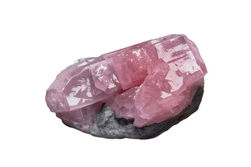 Naklejka premium Pink rhodonite raw crystal cluster showing natural formations, healing energy, and spiritual geology on transparent background