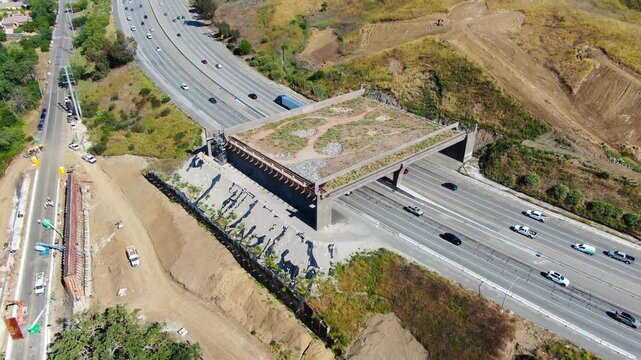 Wallis Annenberg Wildlife Crossing Construction Over US-101 Freeway in Agoura Hills