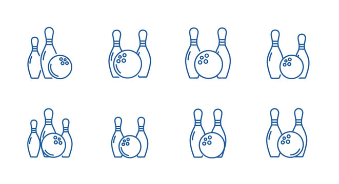 Bowling Pins and Ball Icon Set