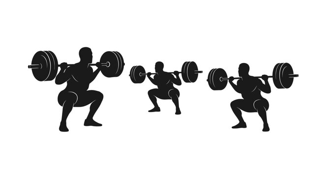 Weightlifting Silhouette Set Barbell Squat Exercise