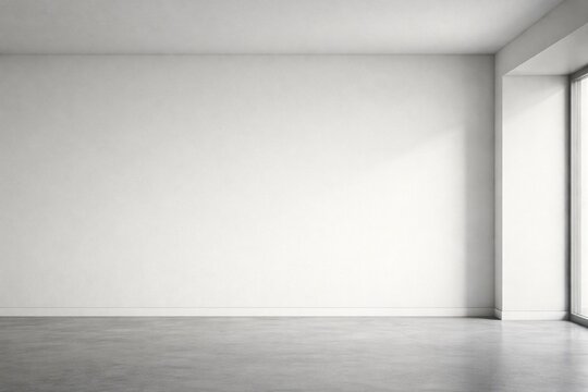 Minimal Grey Interior with Concrete Floor and Side Opening Light Copy Space