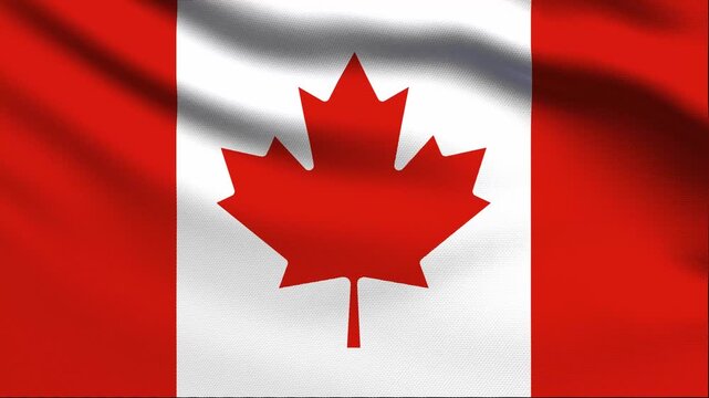 Full screen loop video of Canada flag waving