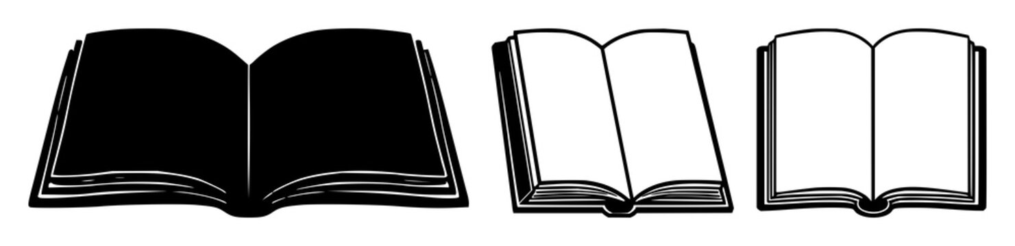 Large Language Model Book set with solid black icon on white background featuring book, AI, icon with vector and illustration