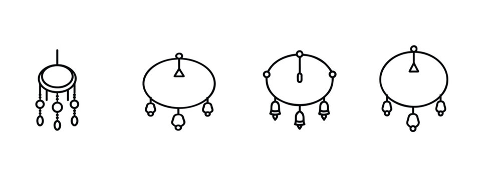 Decorative hanging jumka web line icons set traditional ornament jewelry ethnic craft oriental decoration web line icons set & more vector illustration on editable stroke