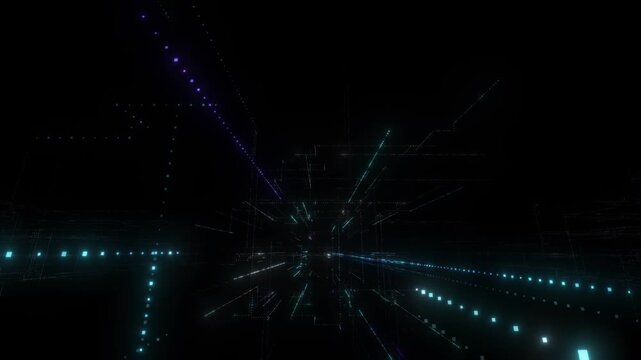 Digital binary code matrix background - rendering of a scientific technology data binary code network conveying connectivity, complexity and data flood of modern digital age
