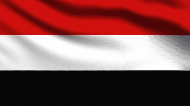 Full screen loop video of Yemen flag waving