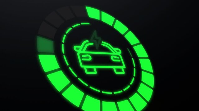 electric car charging meter circle  indicator icon 2d zoom animation video footage 

