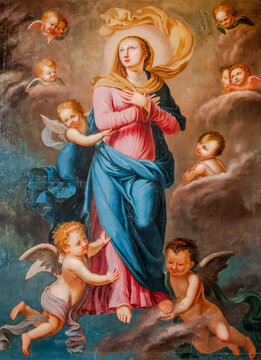 Painting (19th century) of Assumption of the Blessed Virgin Mary to the heaven.