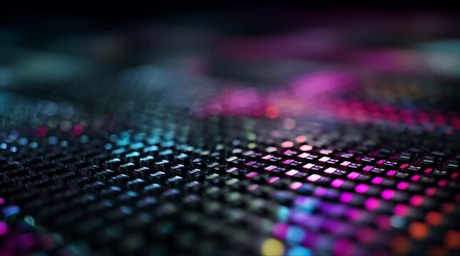 Dynamic digital data wave with glowing neon cubes for big data and cloud computing (AI Generated)
