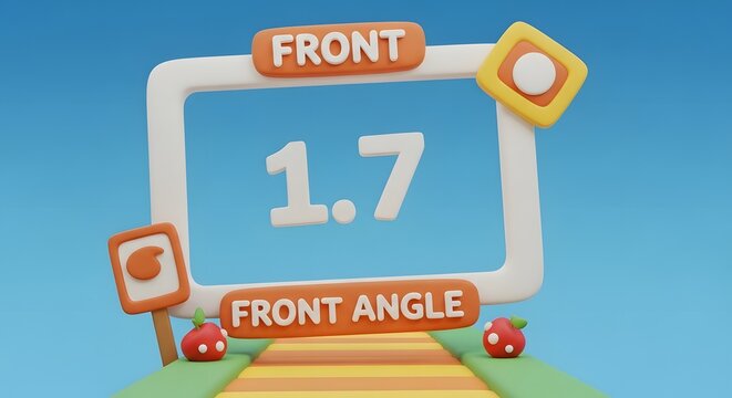 Playful 3D rendering of a framed digital display showcasing a specific numerical value, designed as an engaging graphic element for interactive user interfaces and modern applications