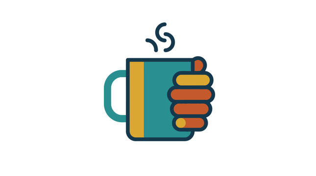 Colorful cartoon style coffee mug.