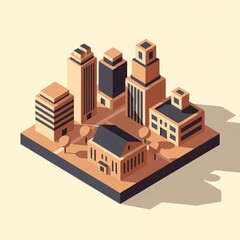Naklejka premium Isometric Cityscape Buildings and Architecture Illustration.