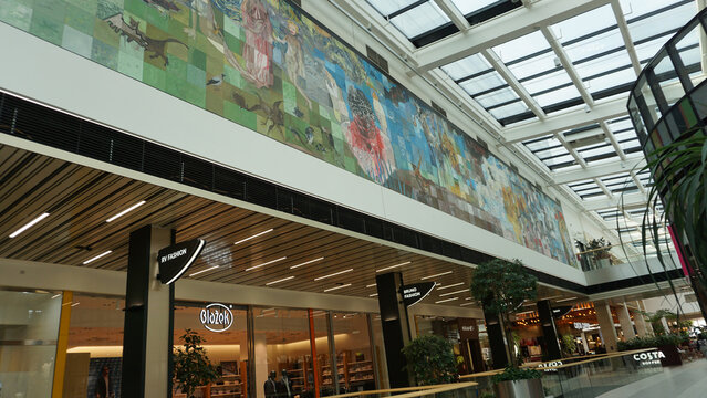 Olomouc, Czechia - March 12, 2026: View of interior at Galerie Santovka shopping center in the Czech city Olomouc.