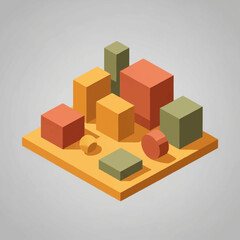 Obraz premium Abstract geometric shapes arranged in isometric perspective.