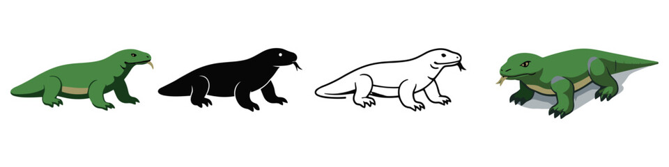 Fototapeta premium Komodo Dragon Illustration Set