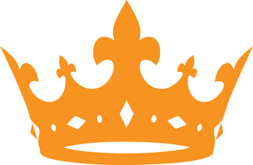 Orange crown icon with fleur de lis and gems on transparent background © gazi