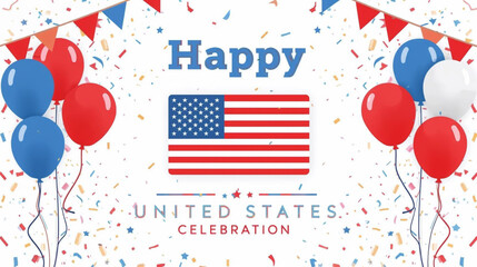 Bright Red And Blue Confetti Ribbon Falling Isolated On White Background. Celebration & Party. American flag color concept. Vector  © Pemuda