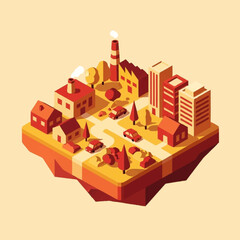 Fototapeta premium Isometric Cityscape with Buildings and Cars.