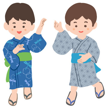 浴衣を着た男の子のイラスト